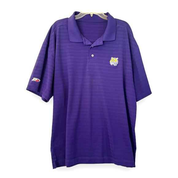 LSU Tigers Polo Golf Shirt XL READ Purple Embroidered Logo SS P2 Pro Player - Picture 1 of 11